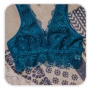 Lace Bralette in Teal Sz Small NEW